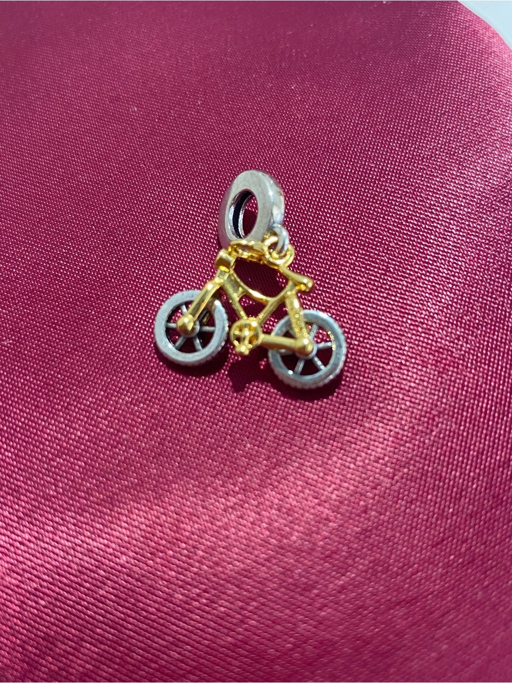Pandora two -tone Spinning Wheels Bicycle Dangle Charm